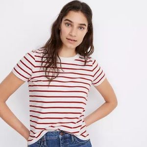 {Madewell} red striped short sleeve T-shirt S